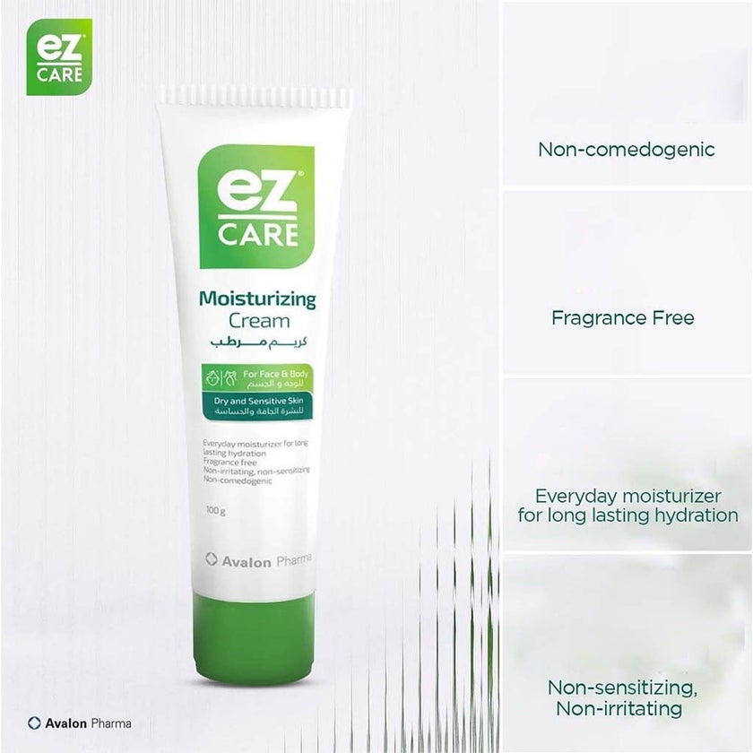 Avalon Ez Care Moisturizing Cream, Face & Body Moisturizer For Dry & Sensitive Skin 100g