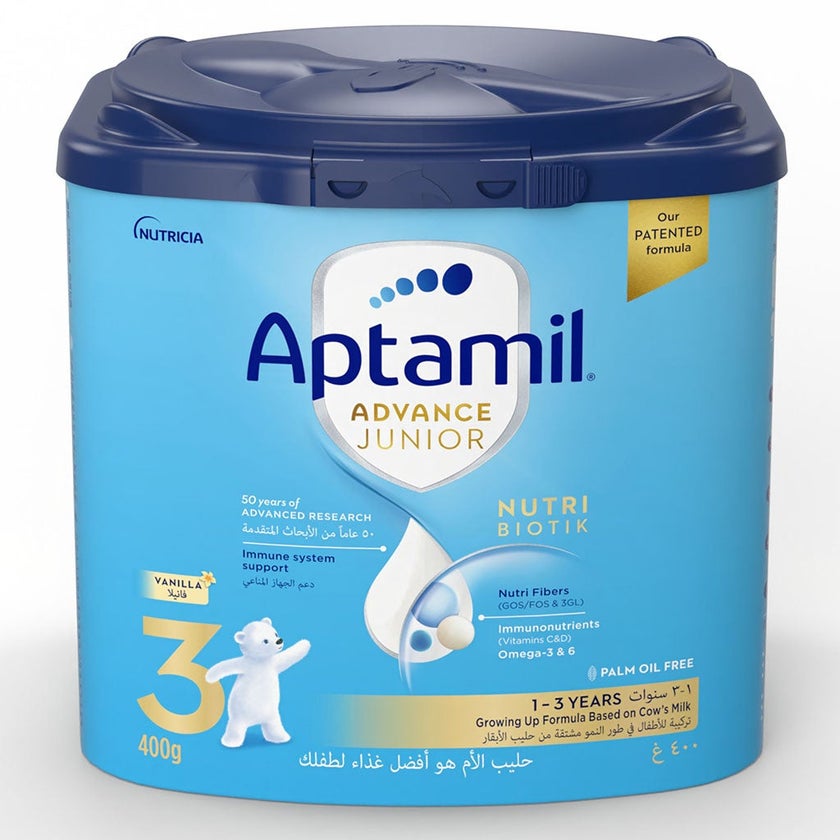 Aptamil Advance Junior Stage 3 Palm Oil Free Toddlers Milk Formula For 1 To 3 Years 400g 