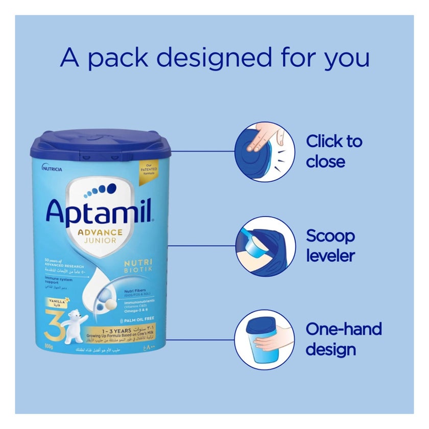 Aptamil Advance Junior Stage 3 Toddlers Milk Formula, 1 To 3 Years - 2 x 800g