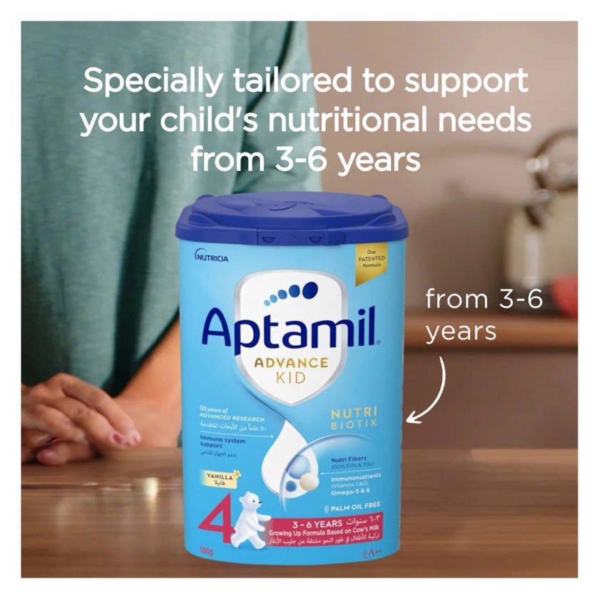 Aptamil Advance Stage 4 Palm Oil Free Growing Up Kids Milk Formula For 3 To 6 Years 800g