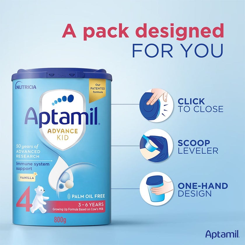 Aptamil Advance Stage 4 Palm Oil Free Growing Up Kids Milk Formula For 3 To 6 Years 800g