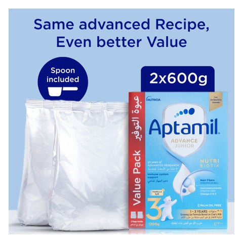 Aptamil Advance Junior Stage 3 Palm Oil Free Toddlers Milk Formula For 1 To 3 Years 1200g 