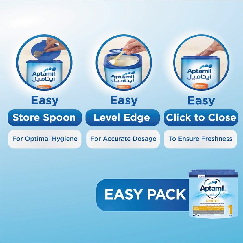 Aptamil Comfort Stage 1 Baby Milk Formula For 0 To 6 Months With Colic & Constipation 400g