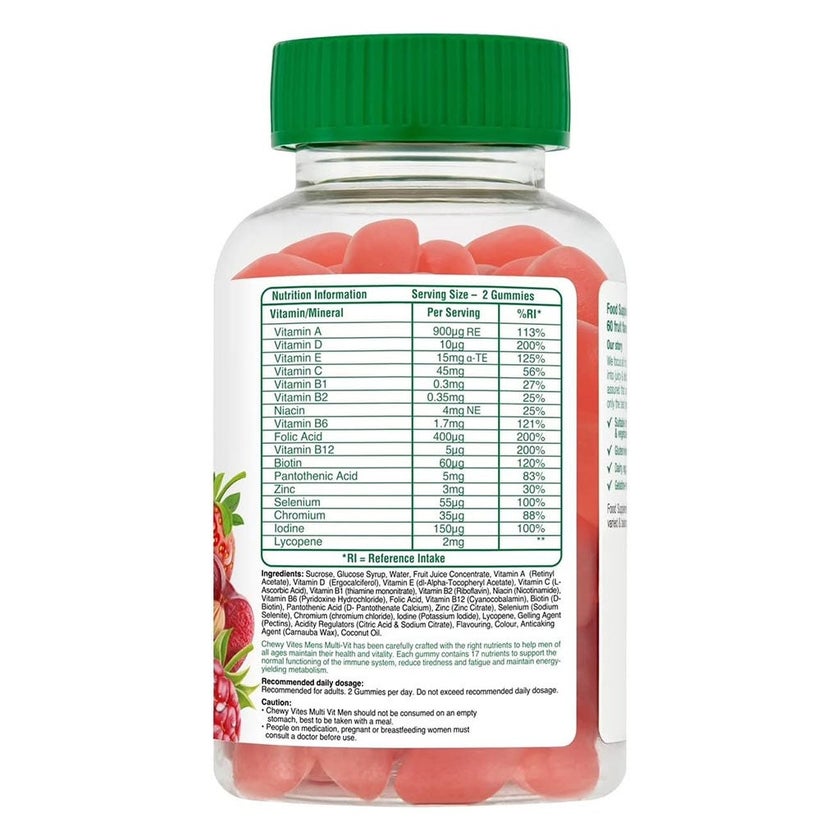 Chewy Vites Men's Multivitamin Supplement Adult Gummies, Pack of 60's