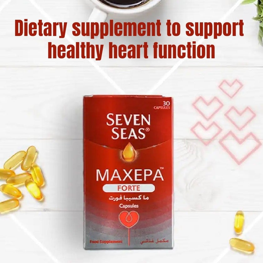 Seven Seas Maxepa Forte With 640mg Omega 3 Fish Oil Capsules For Healthy Heart Function, Pack of 30's