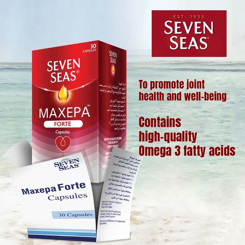 Seven Seas Maxepa Forte With 640mg Omega 3 Fish Oil Capsules For Healthy Heart Function, Pack of 30's