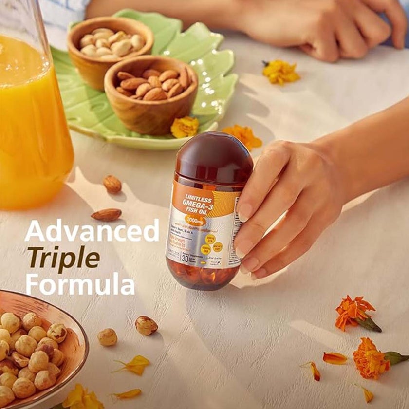 Eva Pharma Limitless Omega 3 Fish Oil 2000mg Softgels, Pack of 30's