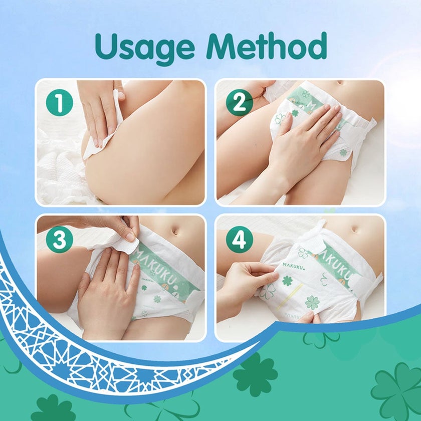 Makuku Daily Care Tape Baby Diapers, Size 4, Large For 9 To 14Kg, JUMBO PACK of 96's