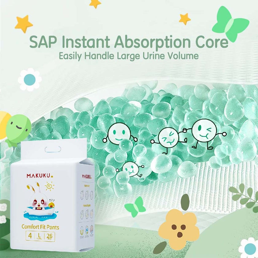 Makuku Comfort Fit Baby Diaper Pants, Size 4, Large For 9 To 14Kg, Pack of 26’s
