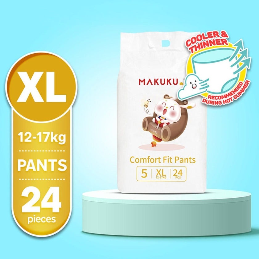 Makuku Comfort Fit Toddlers Diaper Pants, Size 5, Extra Large (XL) For 12-17Kg, Pack of 24’s