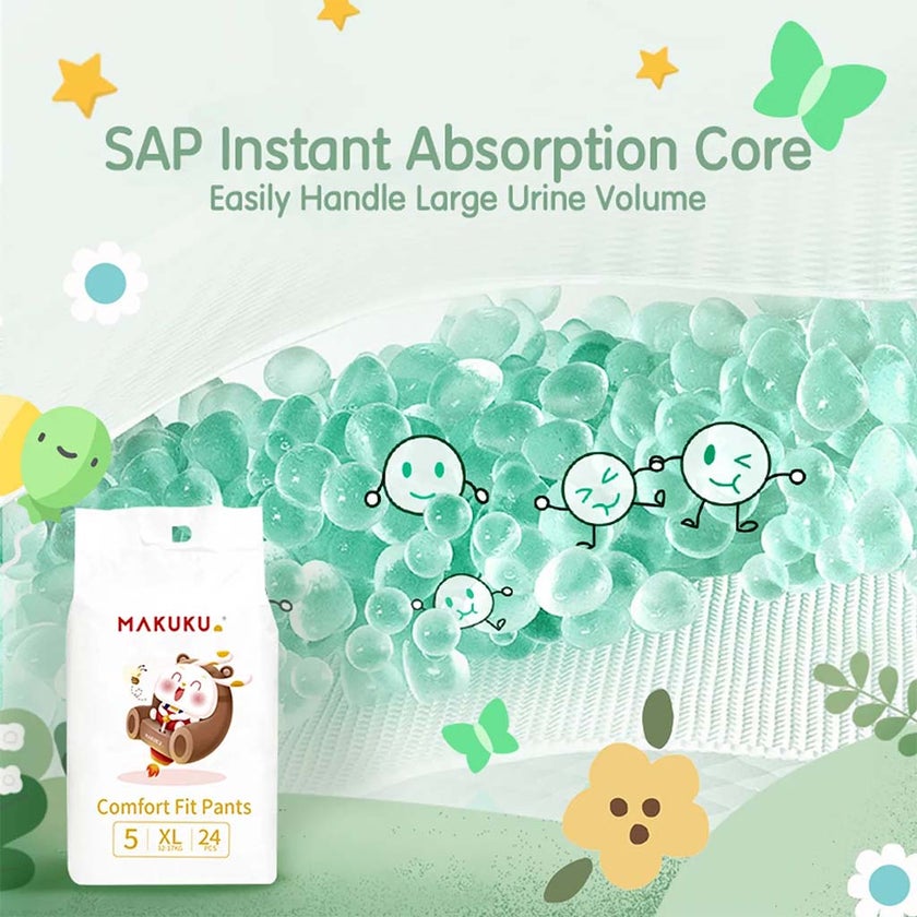 Makuku Comfort Fit Toddlers Diaper Pants, Size 5, Extra Large (XL) For 12-17Kg, Pack of 24’s