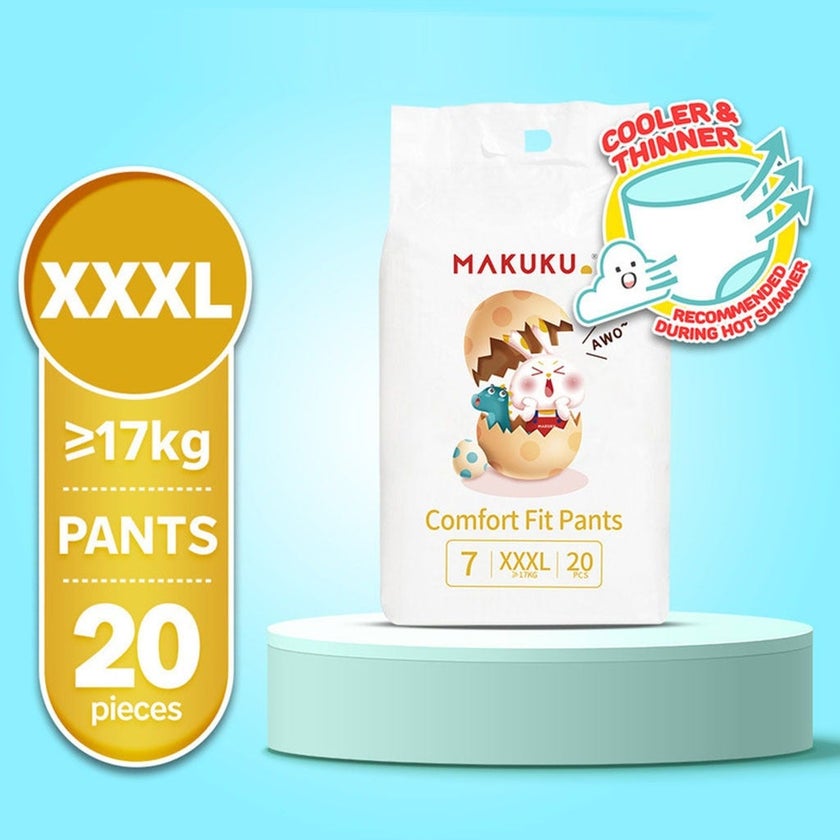 Makuku Comfort Fit Toddlers Diaper Pants, Size 7, Triple Extra Large (3XL) For 17+Kg, Pack of 20’s