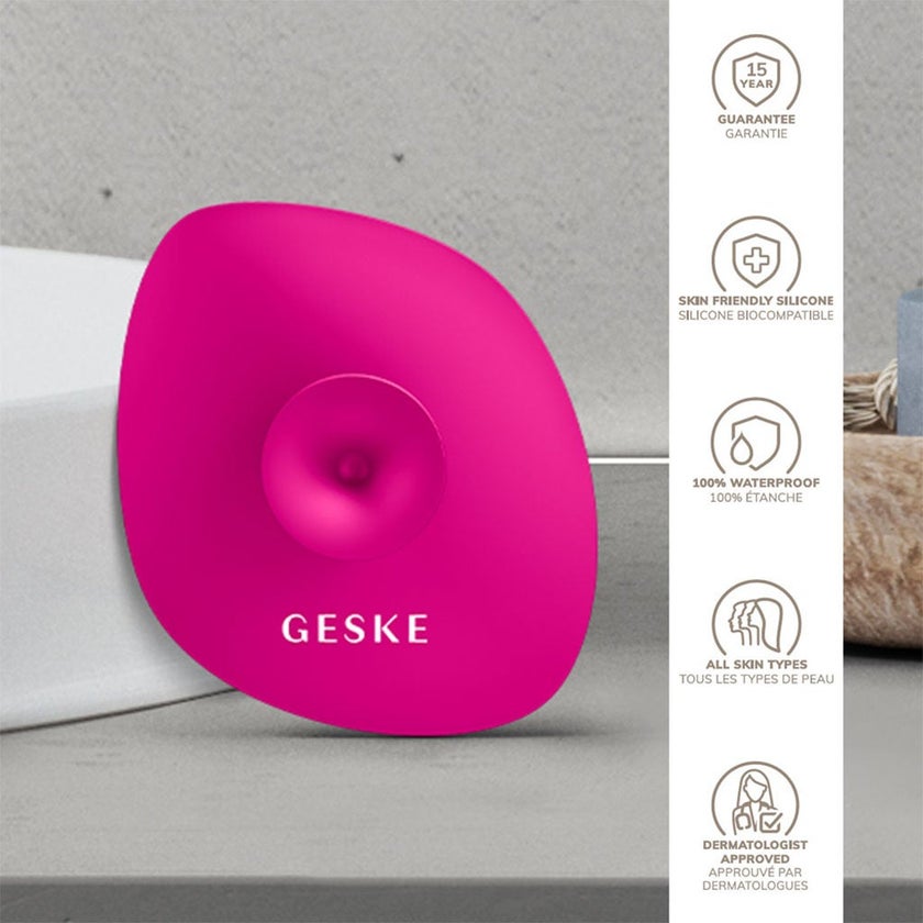 Geske SmartAppGuided 4-in-1 Silicone Facial Cleansing Brush In Magenta Color 
