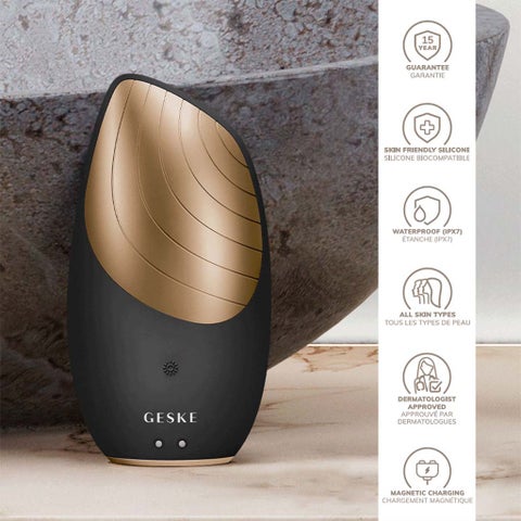 Geske SmartAppGuided 6-in-1 Sonic Thermo Facial Cleansing Brush In Gray Color