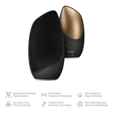 Geske SmartAppGuided 6-in-1 Sonic Thermo Facial Cleansing Brush In Gray Color