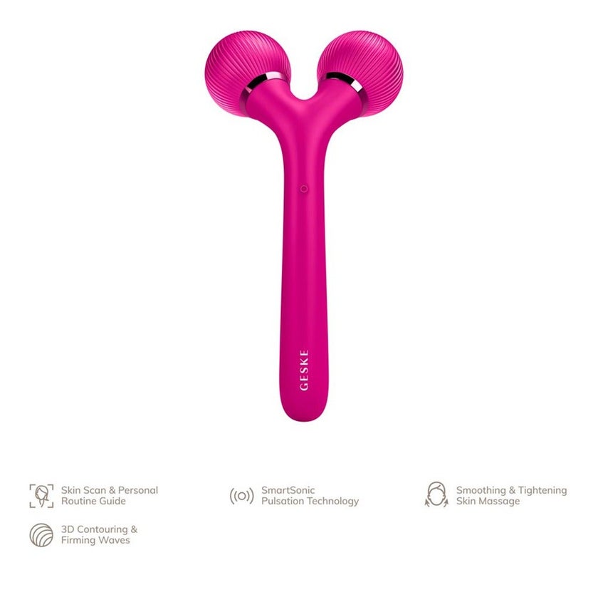 Geske SmartAppGuided 4-in-1 Sonic Facial and Body Roller In Magenta Colour For Radiant Skin