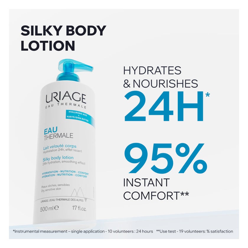 Uriage Eau Thermale Silky Body Lotion, Dry & Sensitive Skin - 500ml
