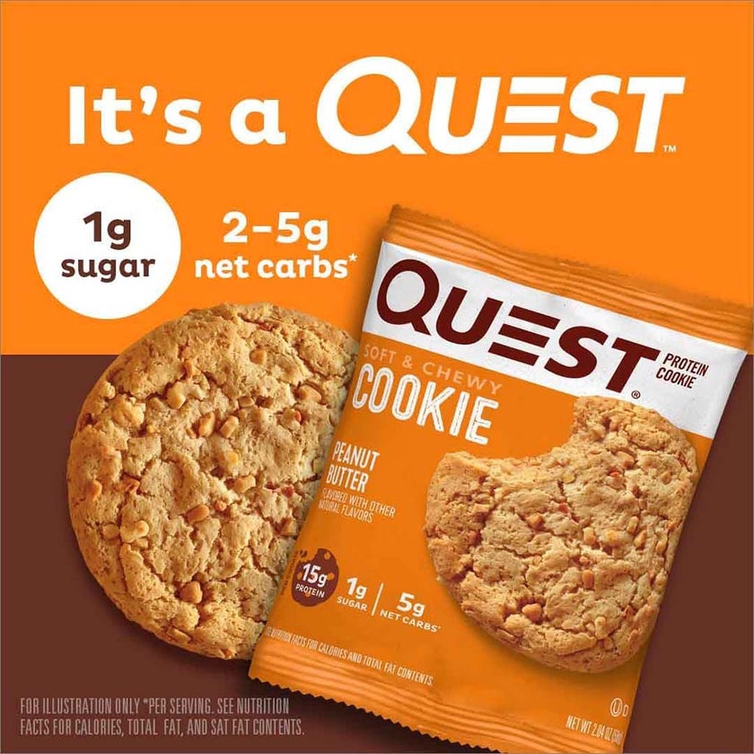 Quest Nutrition Peanut Butter Soft & Chewy Protein Cookie 58g, Pack of 12’s