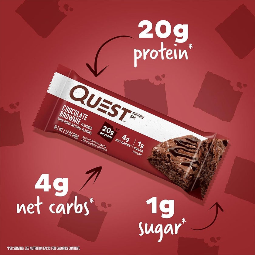 Quest Nutrition Chocolate Brownie Flavoured Protein Bar 60g, Pack of 12's
