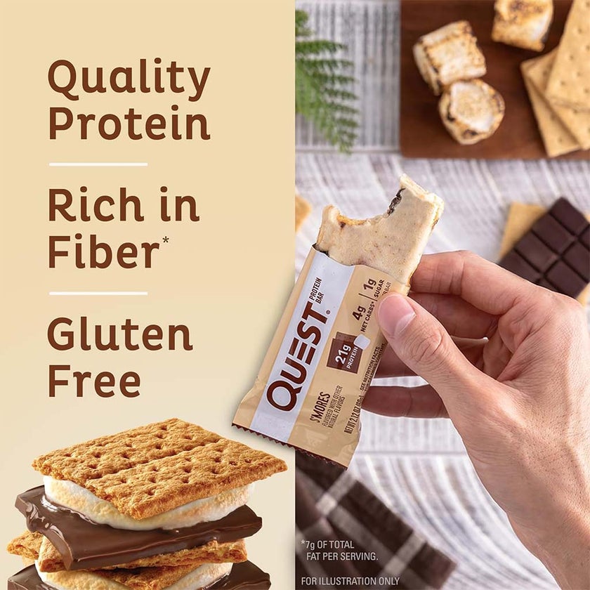 Quest Nutrition S'mores Protein Bar 60g, Pack of 12’s