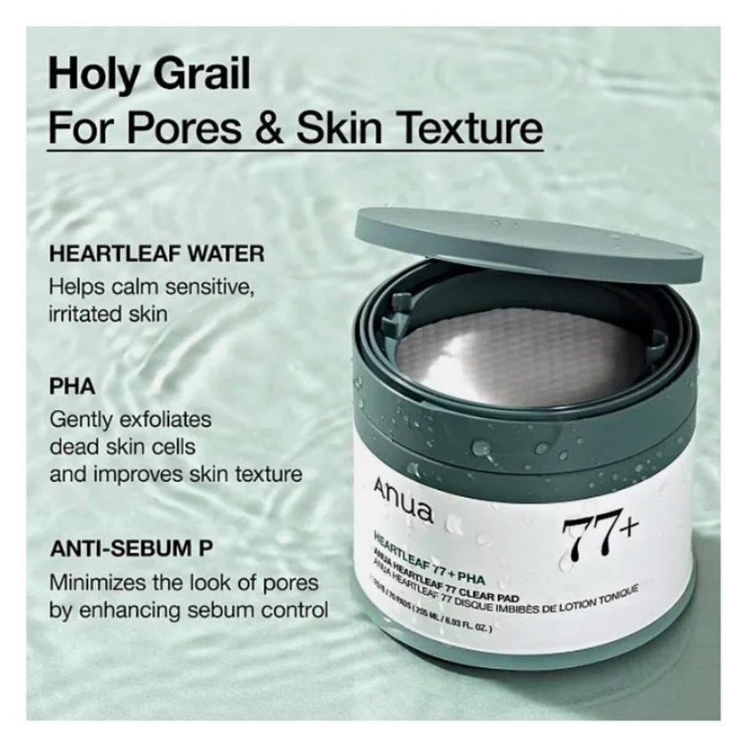 Anua Heartleaf 77 + PHA Clear Exfoliating Toner Pads 160ml