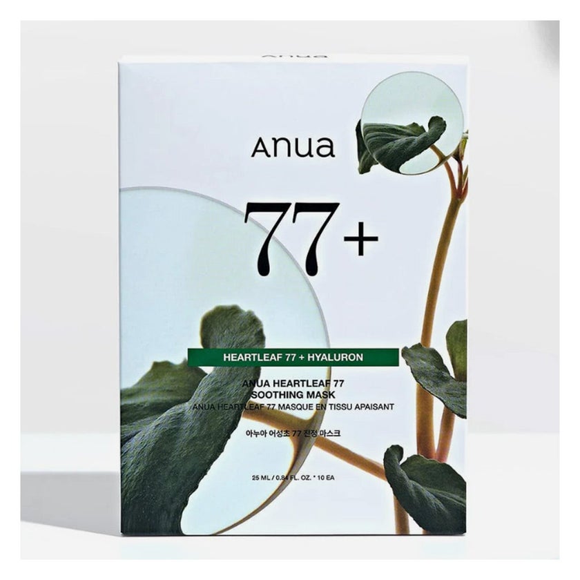 Anua Heartleaf 77 + Hyaluron Soothing Face Sheet Mask 25ml, Pack of 10's