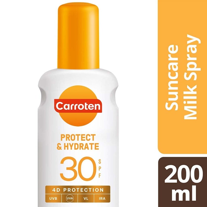Carroten Protect & Hydrate Suncare SPF30 Body Milk Spray With Hyaluronic Acid 200ml