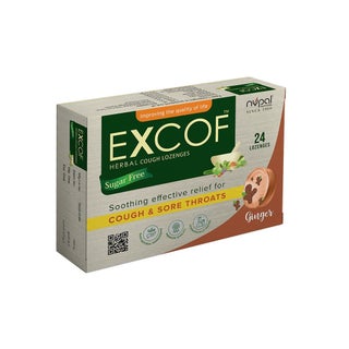 Nupal Excof Herbal Cough Lozenges Sugar Free, Ginger Flavour, Pack of 24's