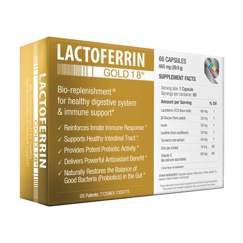 BioQuad Lactoferrin Gold 1.8 Dietary Supplement Capsules For Digestive & Immune Support, Pack of 60’s