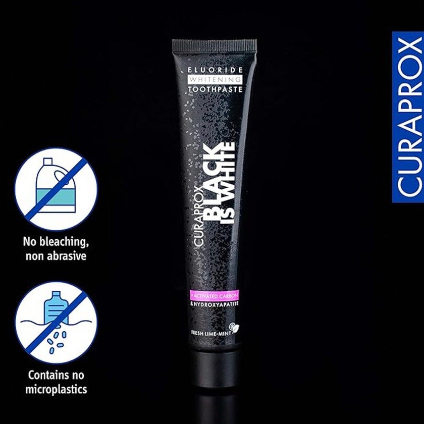 Curaprox Black Is White Fluoride Whitening Toothpaste With Activated Carbon 90ml