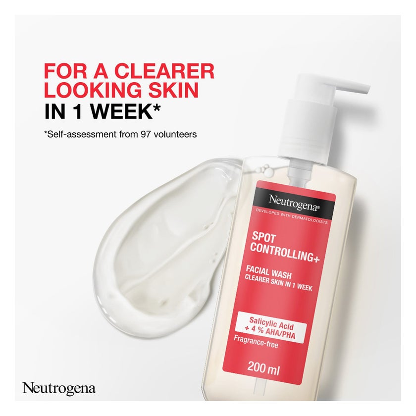 Neutrogena Spot Controlling+ Facial Wash With Salicylic Acid & 4% AHA, PHA 200ml