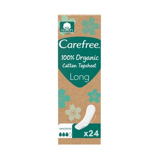 Carefree Organic Cotton Panty Liners, Long - 24 Pieces