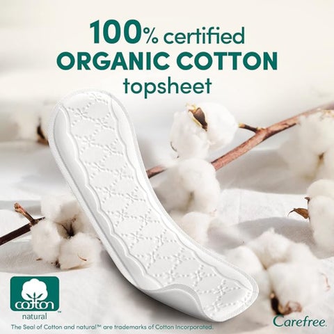 Carefree Organic Cotton Panty Liners, Long - 24 Pieces