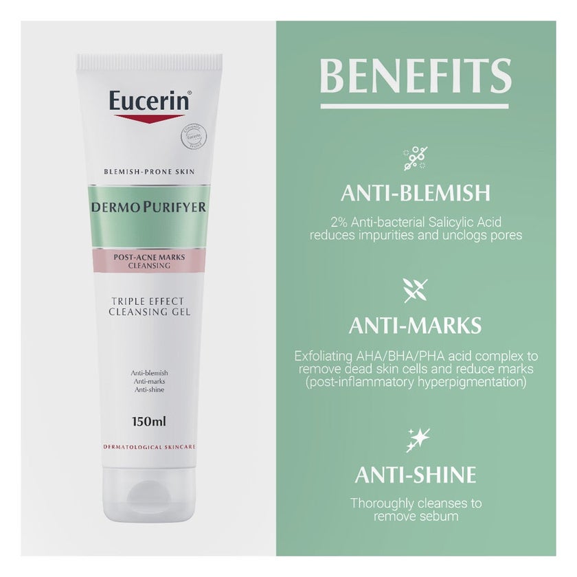 Eucerin DermoPurifyer Triple Effect Post Acne Marks Cleansing Gel 150ml