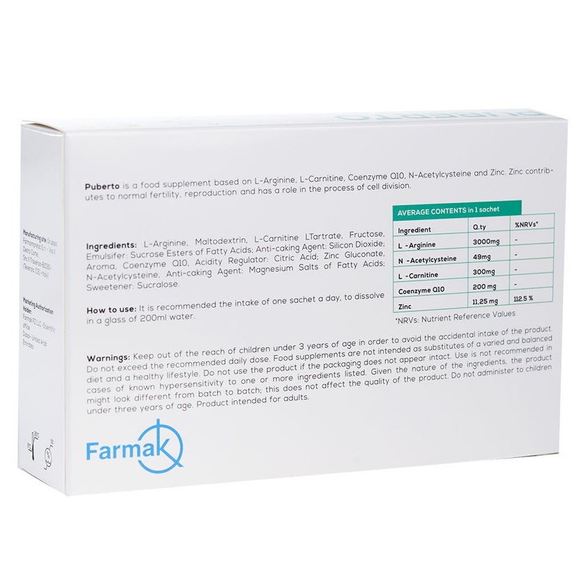 Puberto L-Arginine & L-Carnitine Supplements, Pack of 14's