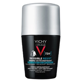 Vichy Homme 72 Hour Invisible Resist Dermo Detranspirant, Anti-Stains & Anti-irritation Deodorant Roll On For Men 50ml