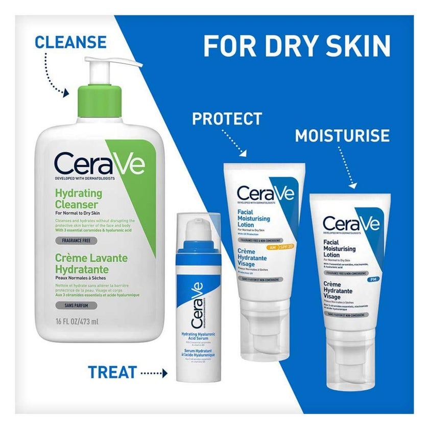 CeraVe Hydrating Hyaluronic Acid Face Serum For Normal To Dry Skin 30ml