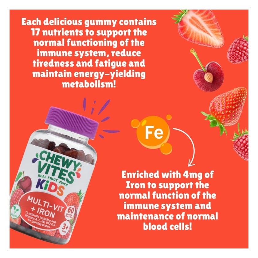 Chewy Vites Kids Multivit + Iron Gummies, Pack of 60's