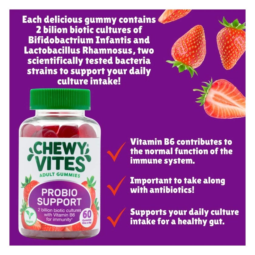 Chewy Vites Probiotic Support Adult Gummies, Pack of 60's