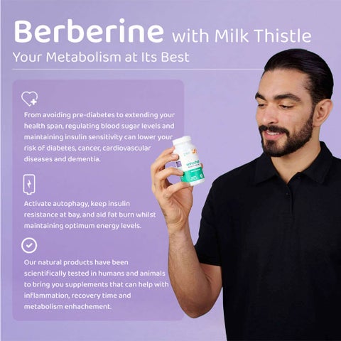 NMN Bio Berberine With Milk Thistle 400mg Capsules, Liver Support - 60 Capsules