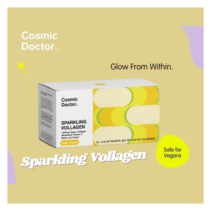 Cosmic Doctor Sparkling Vollagen Vegan Collagen Supplement Sachets, Yuzu Citrus Flavor, Pack of 30's