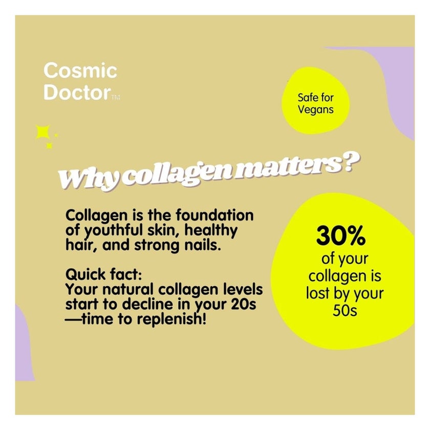 Cosmic Doctor Sparkling Vollagen Vegan Collagen Supplement Sachets, Yuzu Citrus Flavor, Pack of 30's