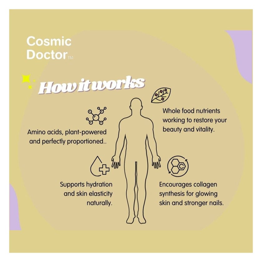 Cosmic Doctor Sparkling Vollagen Vegan Collagen Supplement Sachets, Yuzu Citrus Flavor, Pack of 30's