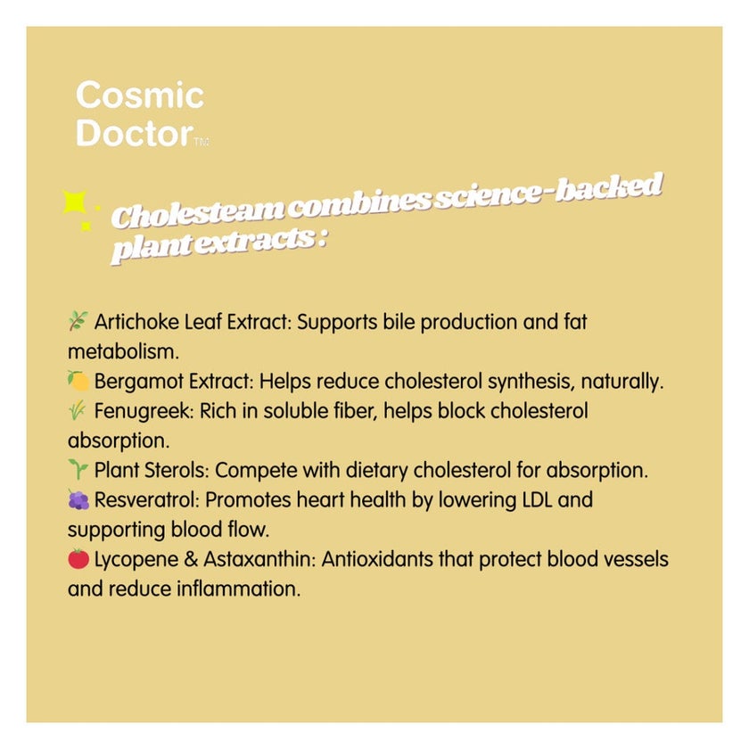 Cosmic Doctor Cholesteam Capsules For Cholesterol Support, Pack of 60’s