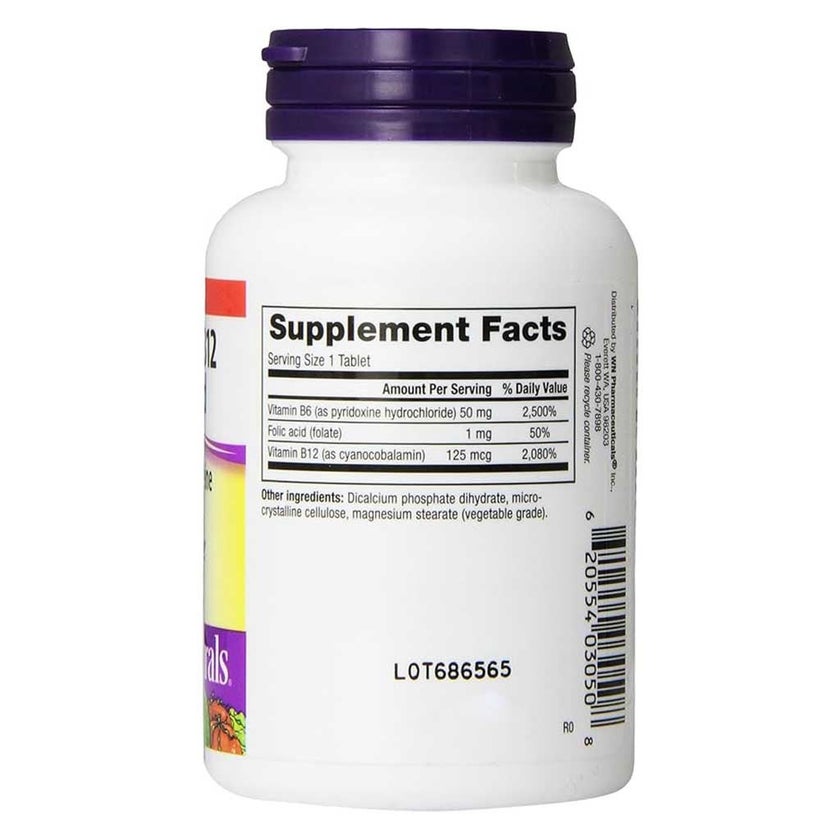 Webber Naturals Vitamin B6, B12 & Folic Acid Capsules, Pack of 90’s