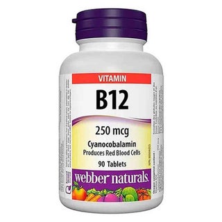 Webber Naturals Vitamin B12 250mcg Sublingual Tablets, Pack of 90’s