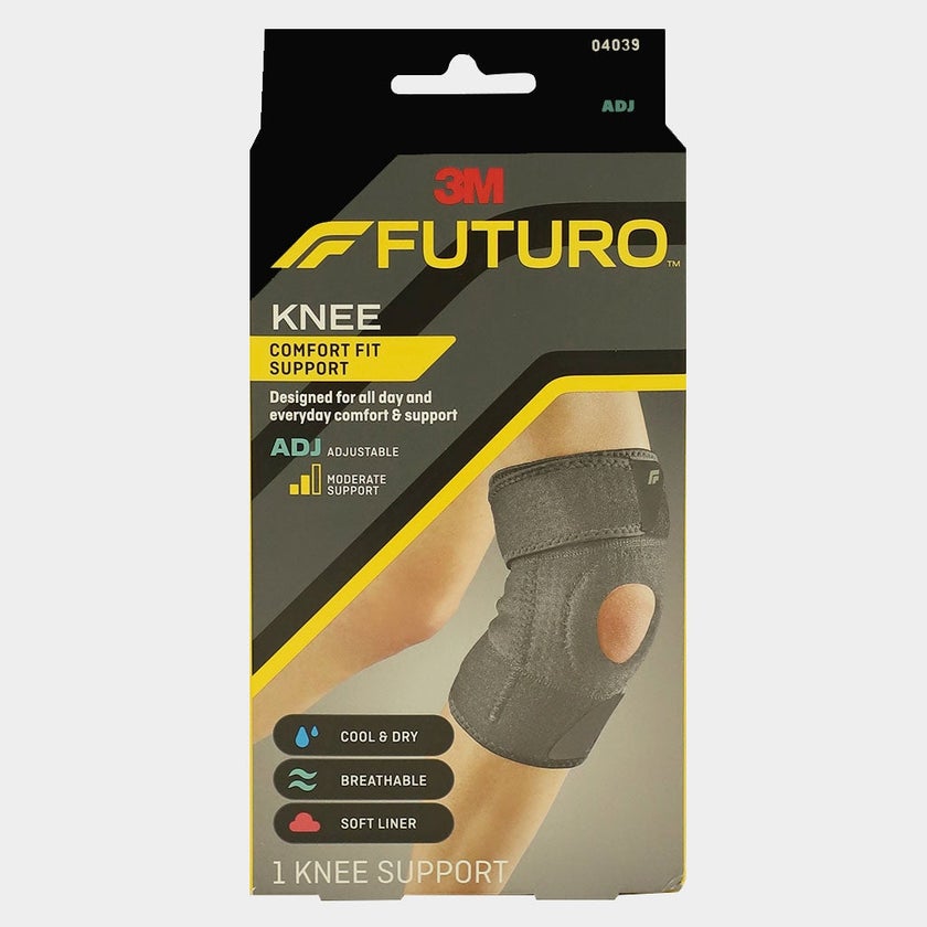 Futuro Adjustable Knee Support For Left/Right Knee, Moderate Support, Grey Color, One Size, Pack of 1’s