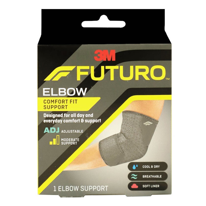 Futuro Adjustable Elbow Support For Left/Right Elbow, Moderate Support, Grey Color, One Size, Pack of 1’s