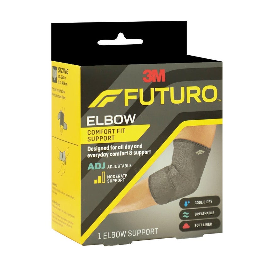 Futuro Adjustable Elbow Support For Left/Right Elbow, Moderate Support, Grey Color, One Size, Pack of 1’s
