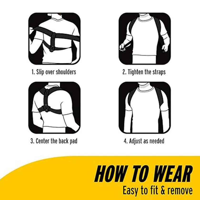 Futuro Adjustable Posture Corrector Fits Men/Women, Black Color, One size, Pack of 1’s